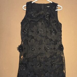 Badgley Mischka Black Dress with Floral Detail